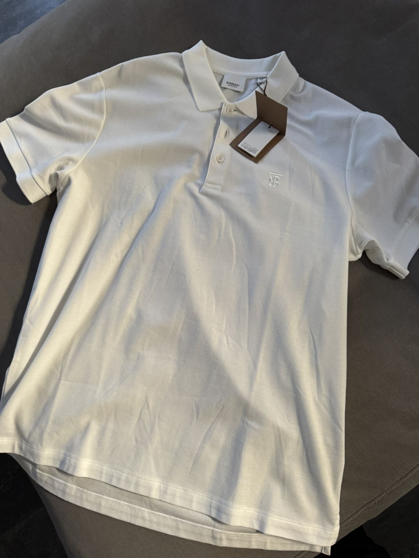 XL White Burberry Polo Shirt