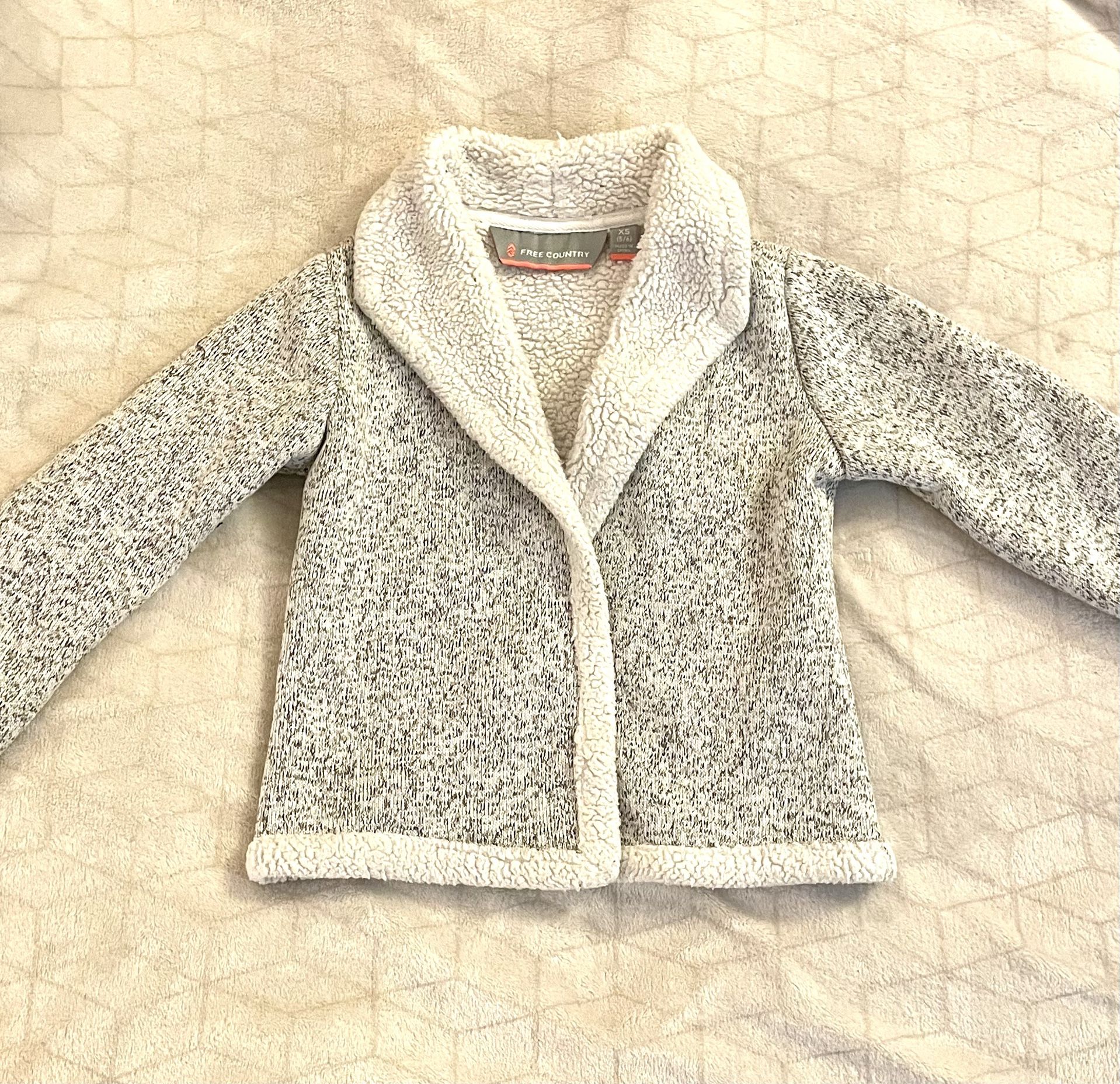 Free Country Girls Fleece Jacket In Gray Size X Small ( 5/6)