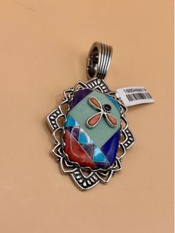 Carolyn Pollack Sterling Silver Multi-Gemstone Dragonfly Pendant Enhancer