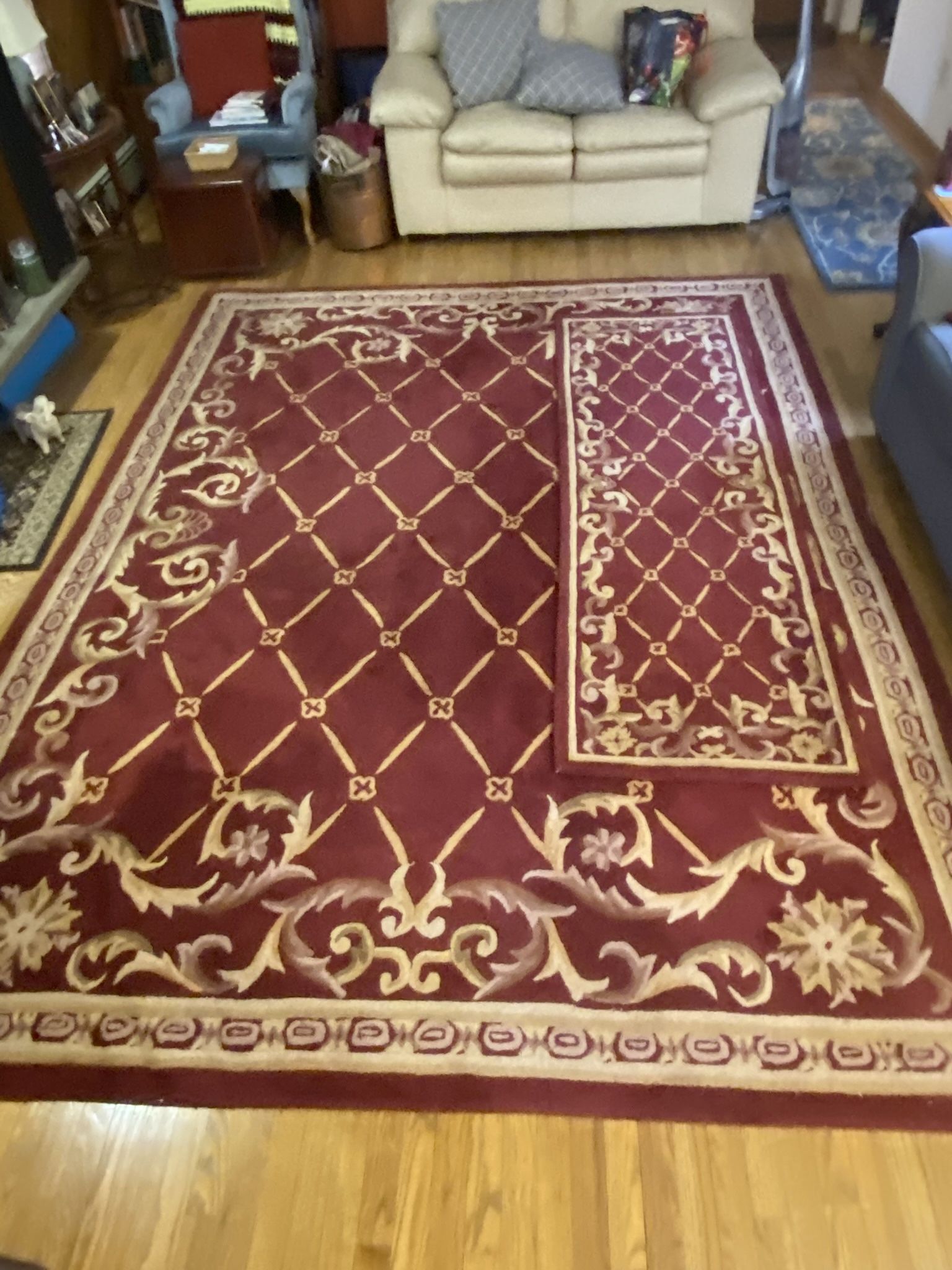 8x12 Oriental Wool Rug and 2.5x8 Runner