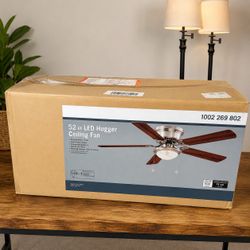52 in LED Hugger Ceiling Fan Brushed Nickel
