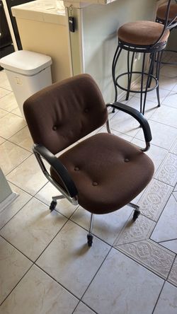 Brown Fabric Rolling Office Chair with Arms