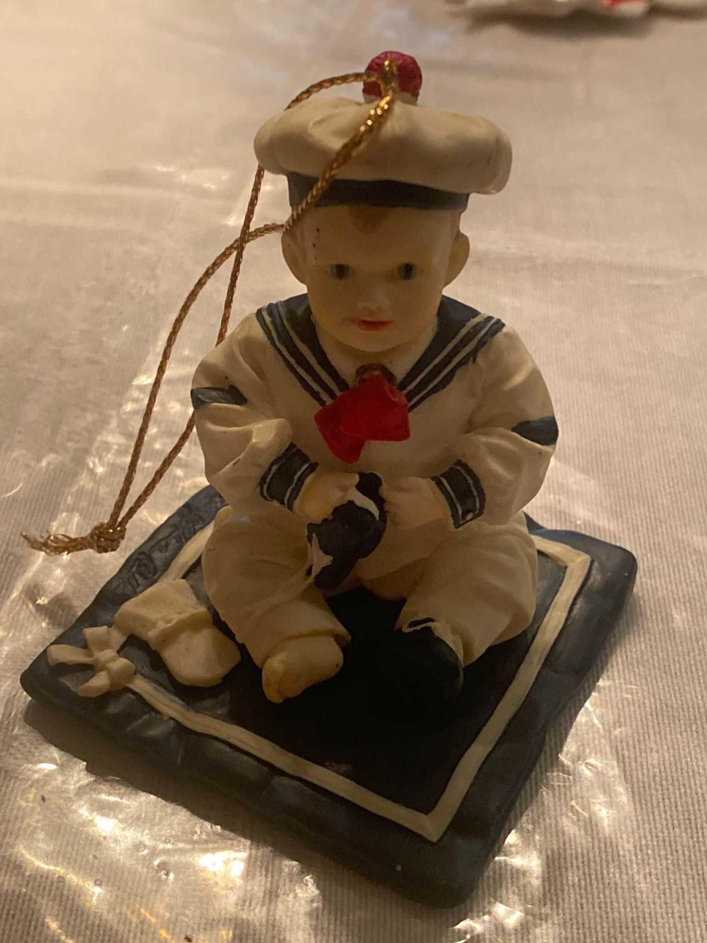Vintage Nautical Sailor Boy Christmas Ornament - Navy Theme