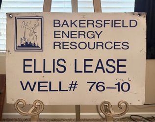 Vintage Metal Bakersfield Energy Resources Oil Well Oilfield Lease Gas Sign