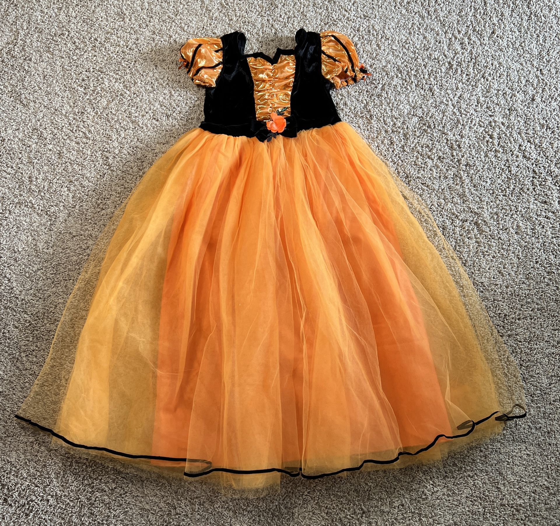 Kid’s Hyde & Eek Boutique Orange Witch Dress W/ Hat, Child Sz Lg, HALLOWEEN