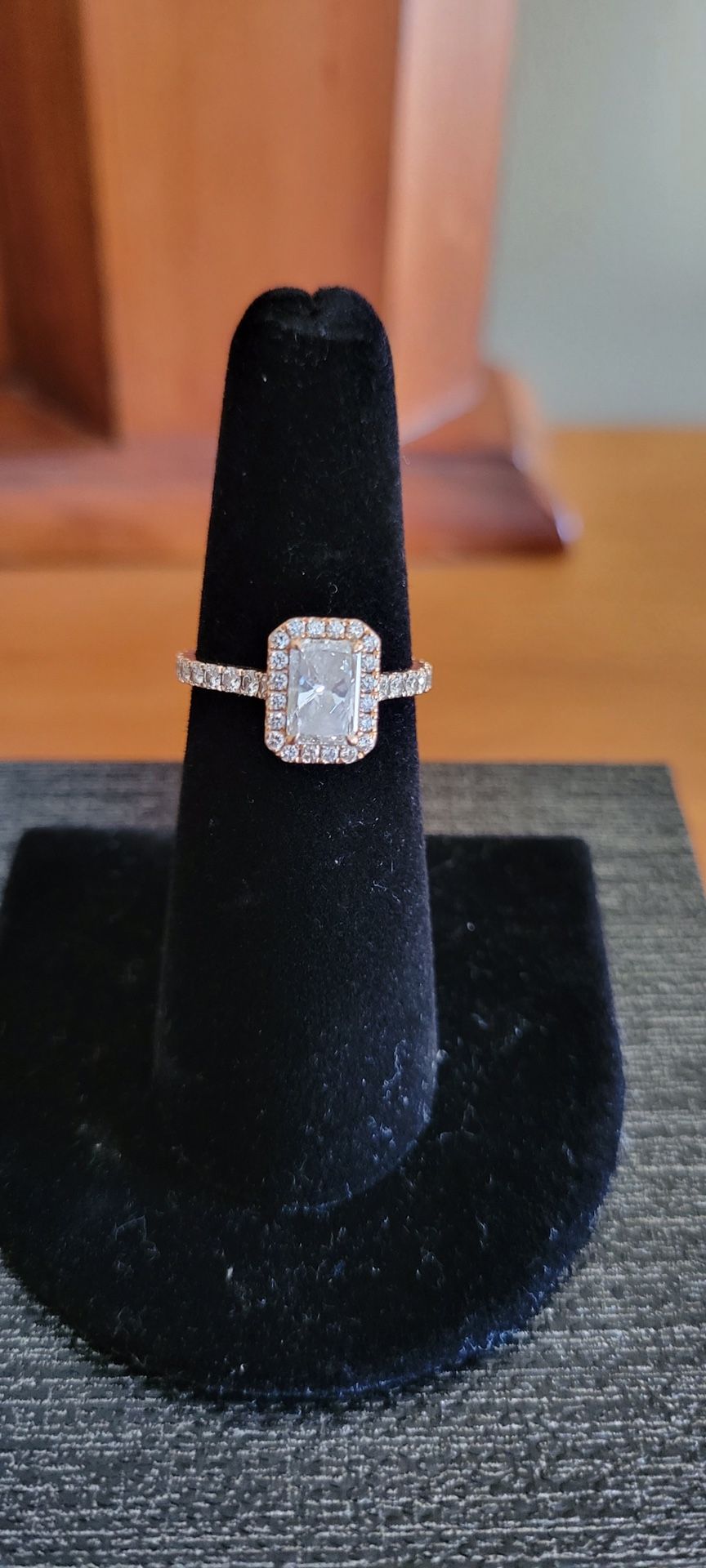 Rose Gold 1 Carat Diamond With Halo Engagement Ring