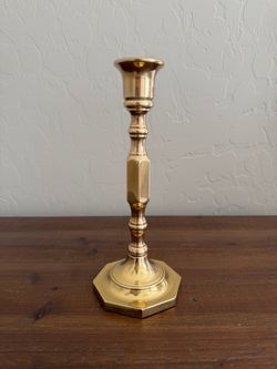 Vintage Baldwin Solid Brass Candlestick Holder Octagonal Base Colonial Revival USA