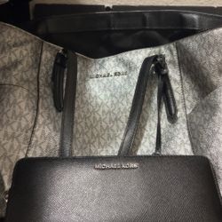 Metallic Micheal Kors Purse With Black Wallet.