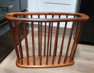 Vintage Midcentury Oblong Spindle Magazine Rack