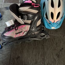 Size 5 Roller Blades And Helmet