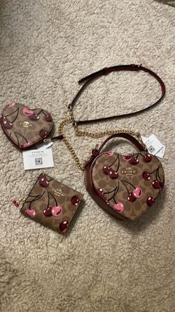 Signature Cherry, Heart-shaped COACH cross-body Purse, Coin-Purse & WALLET