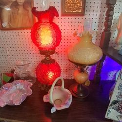 Fenton Lamp, Crystal , Viking, Carnival, Glassware, Antiques,