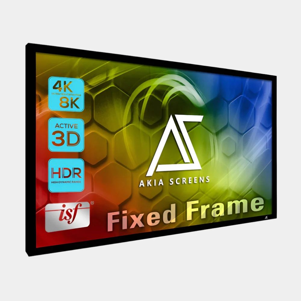 AKIA. (Elite Screens) .FIXED FRAMED MOVIE PROJECTOR SCREEN. BRAND NEW IN BOX.
