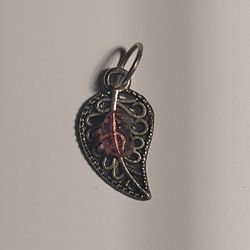 Natural Pink Tourmaline Leaf Pendant
