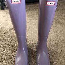 Hunter’s Women’s Knee High Rain Boots Gloss Thundercloud Light Purple Size 8 