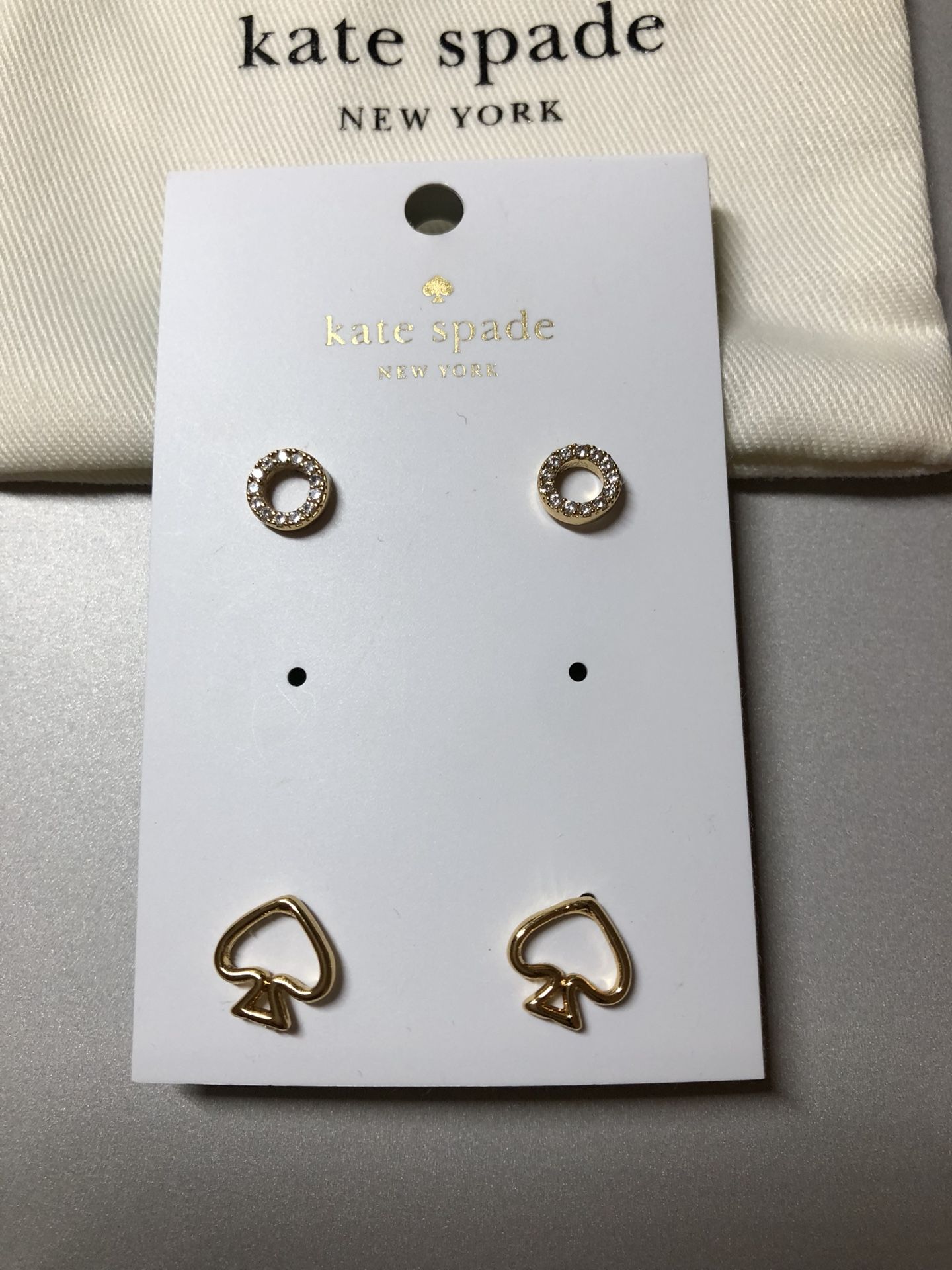 Kate Spade NEW spade earrings and circular diamond earrings