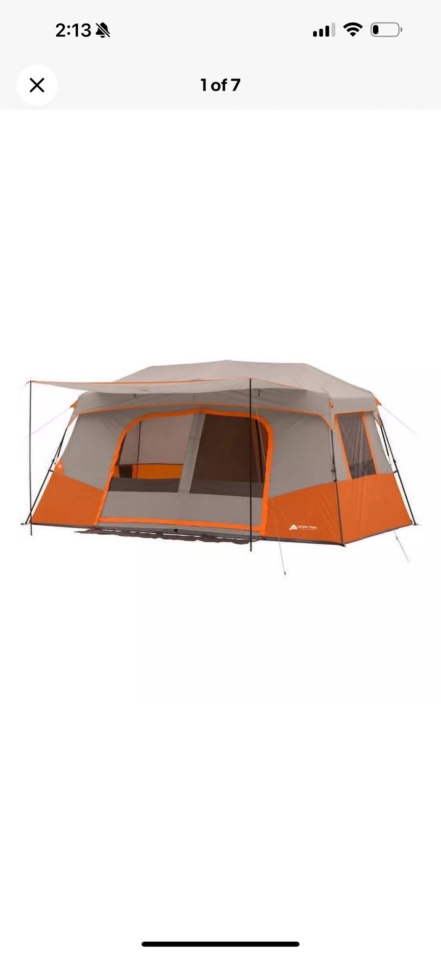 Ozark Trail 11 Person Instant Cabin Tent with Private Room Orange/Gray