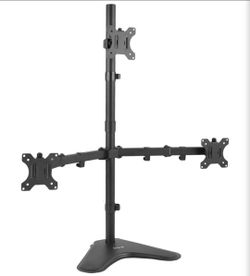Vivo Triple Computer Monitor Desk Stand - Black