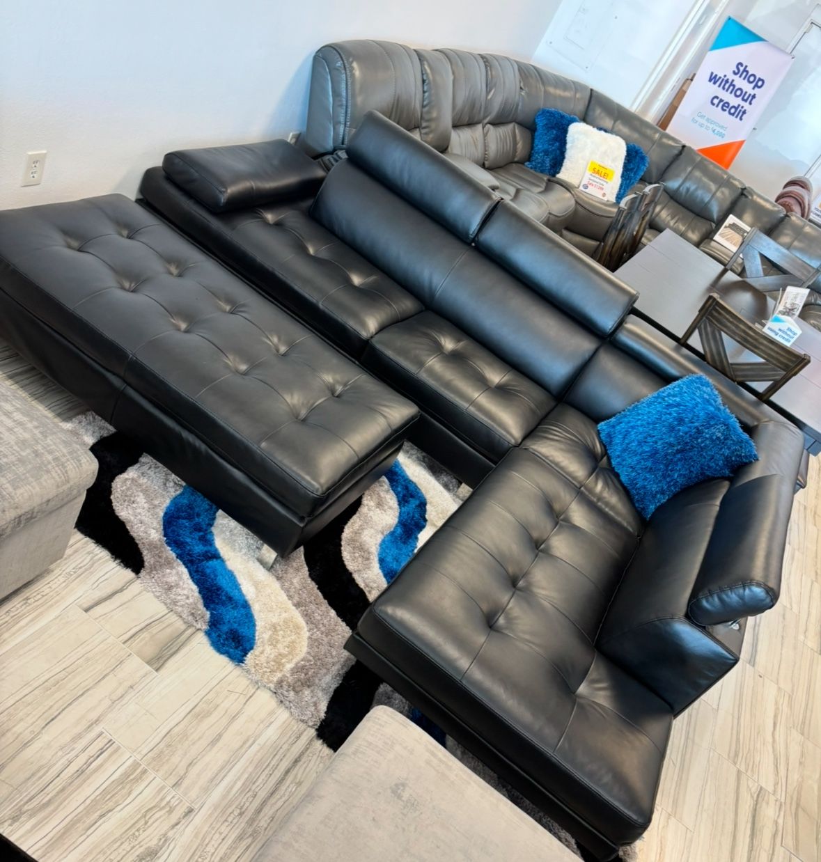 Santiago Black Sectional WITH ottoman! ONLY $899!