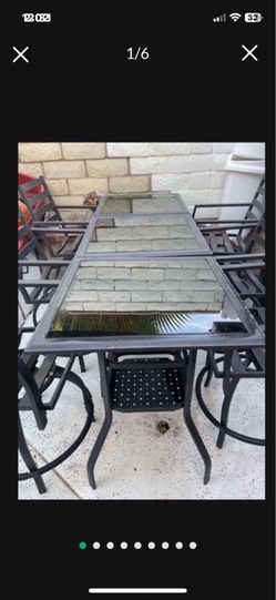 Elegant Gorgeous Outdoors Aluminum 6 Person Table W Dark Glass  Was $1,100 +tax