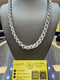 925 Silver, Moissanite designer chain (Chino Links). 10MM 22