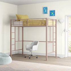 Twin Loft Bed Frame - Pink