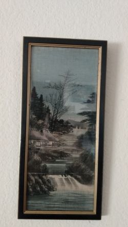 🇯🇵 vintage Japanese textile art framed, matted 👍