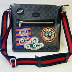 GUCCI Black GG Supreme Canvas Night Courier Messenger Bag 