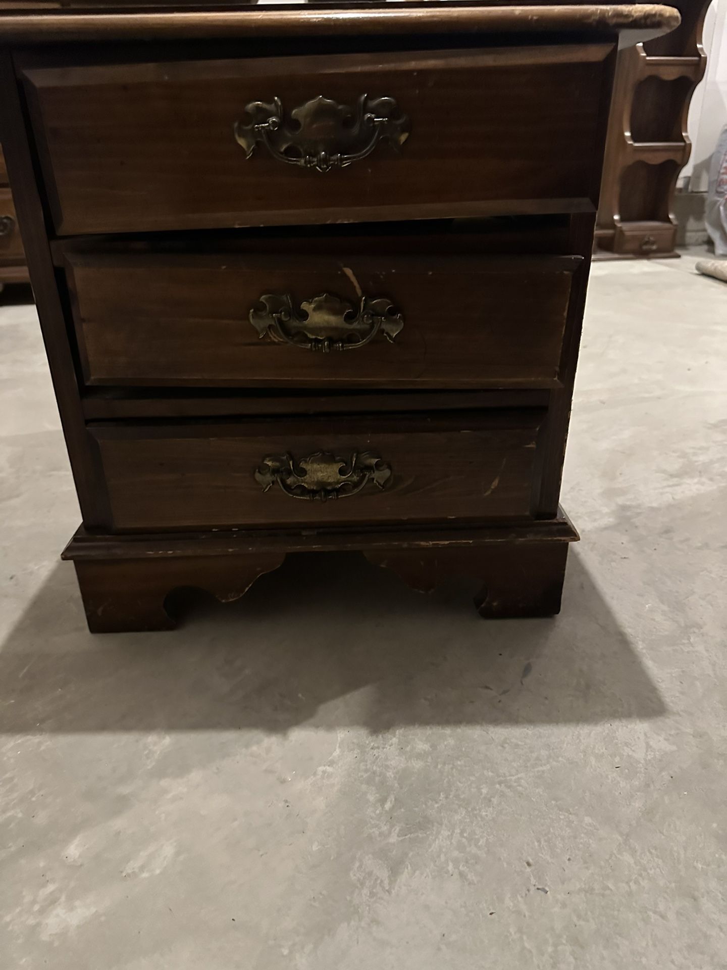 Chest drawers With Mirror And Two End Tables And Dresser