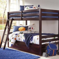 💥HUGE Ashley Furniture Blowout Sale!💥 Twin Twin Wooden Bunkbed W/ Slats Brand New In Box! $50 Down Takes It Home Today! 