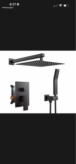 ANDROME 12" 2-Jet Rainfall Shower System w/Handheld Shower & Valve - Matte Black