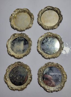 Set of 6 Vintage Silver Plated Coasters