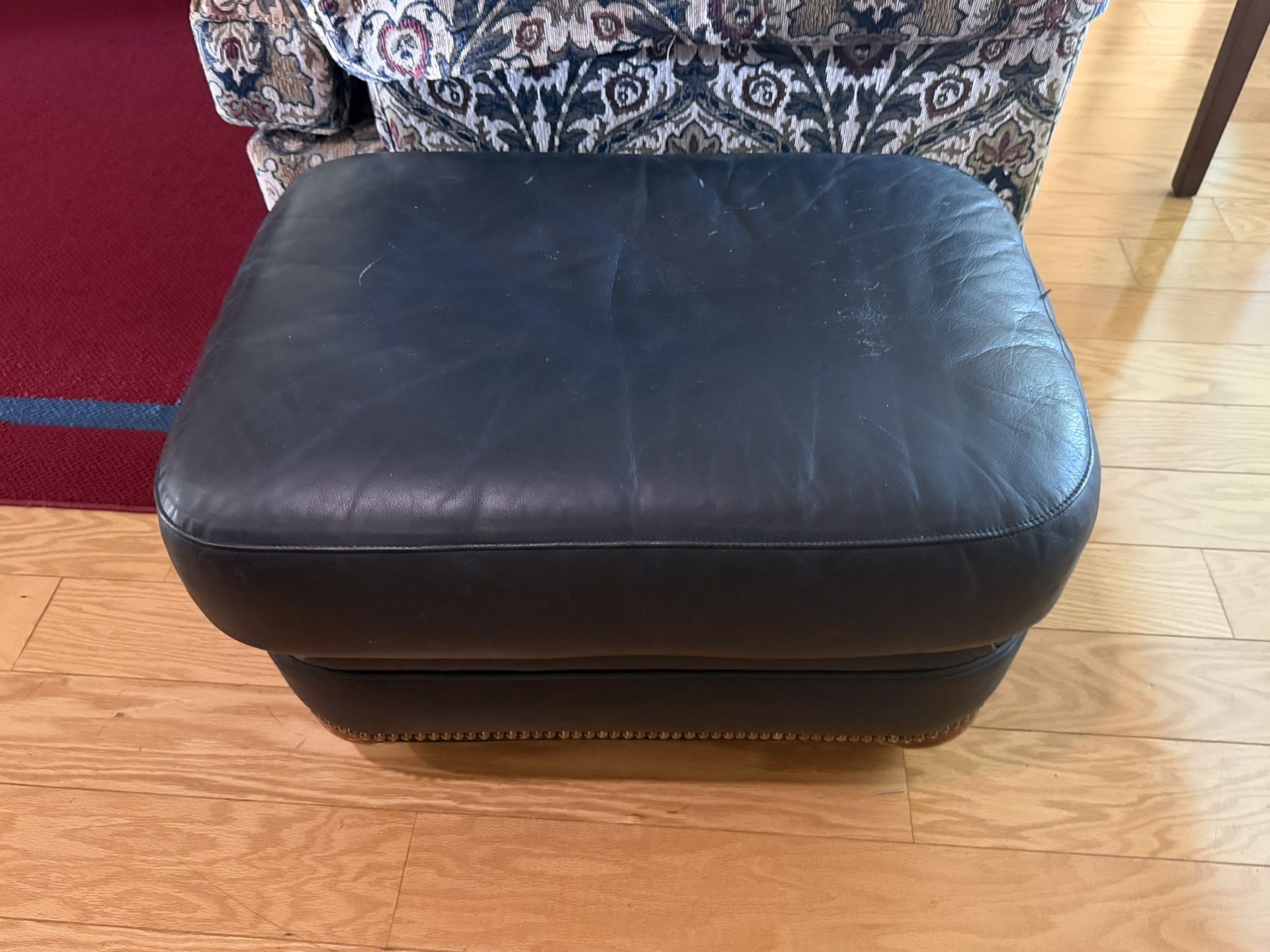 Black Leather Ottoman