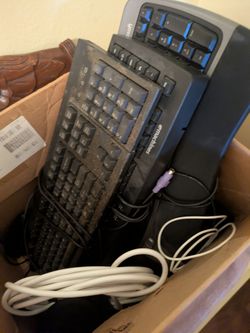 Mixed Bag - Keyboards, Wires, Cords, Power Supplies, PC Speakers