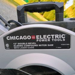 Chicago Electric 12" Double-Bevel Sliding Compound Miter Saw With Laser Guide 