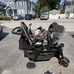 Chico Double Stroller With Key Fit Car seat 