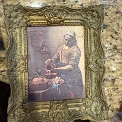 5” collectible print reproducing the famous 17th-century painting "The Milkmaid" Johannes Vermeer