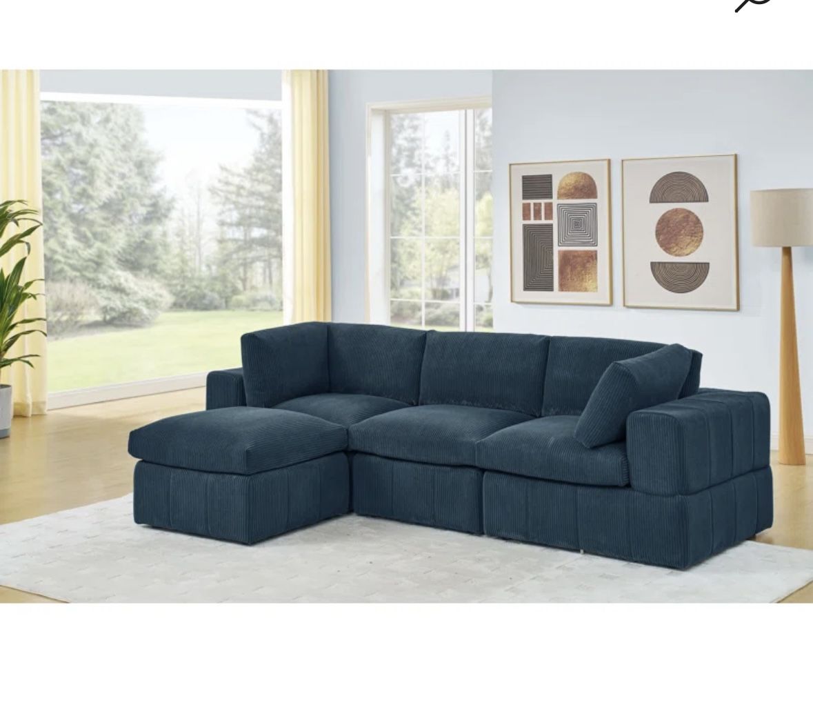 New - Still In Box. Wade Logan 108.5” Wide Reversible Modular Corner Sectional With Ottoman