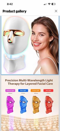 Red Light Face LED Infrared Facial Mask (Gold) Facial mask , USB-C powered, portable for home, travel and yoga use