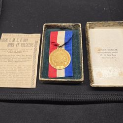 Antique Checkers Tournament Medal Gold Filled 1922 NYC