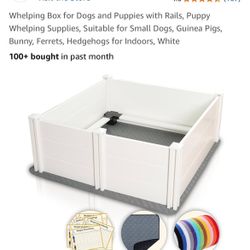 Whelping Box for Dogs and Puppies with Rails, Puppy Whelping Supplies, Suitable for Small Dogs, Guinea Pigs, Bunny, Ferrets, Hedgehogs for Indoors, Wh