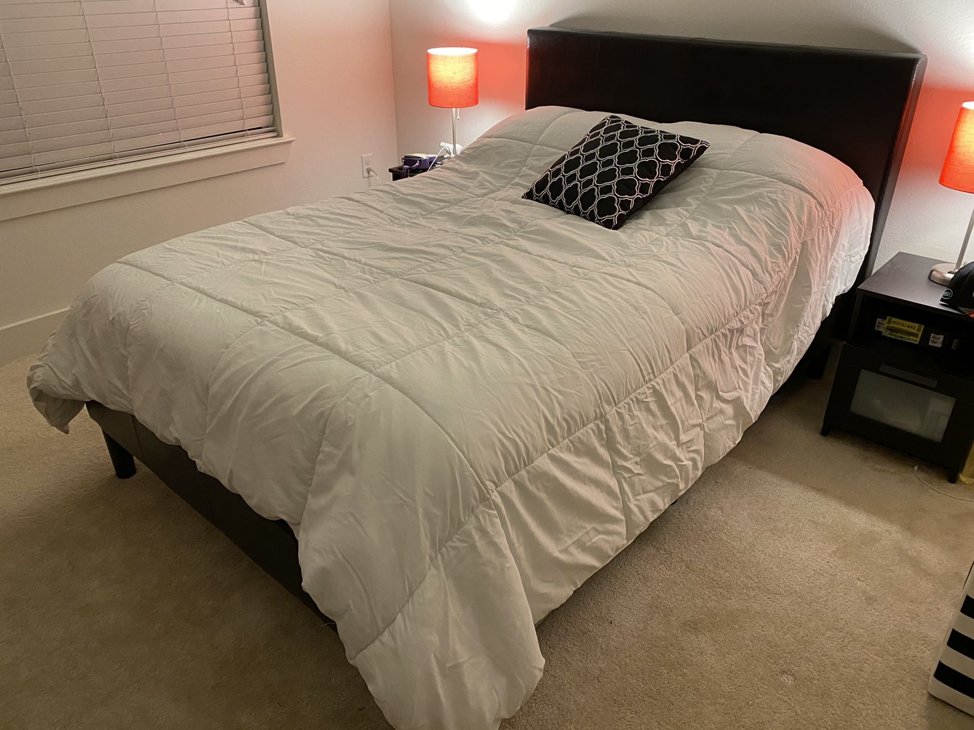 Full Size Bed - Mattress - Leather Bedframe - Etc.