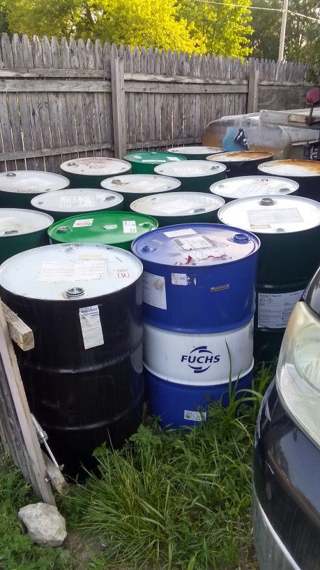 55 Gallon Steel Drums For $10.00 Each. 