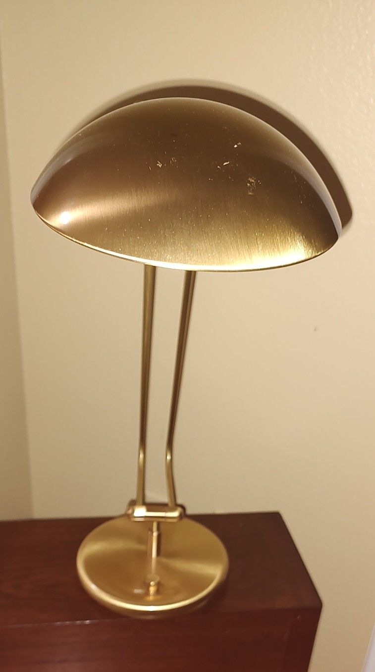 Pair of Vintage 70s MCM(Flying Saucer) Holtkoetter- Leuchten (Style 6226) Articulating Brass Halogen Table Lamps
