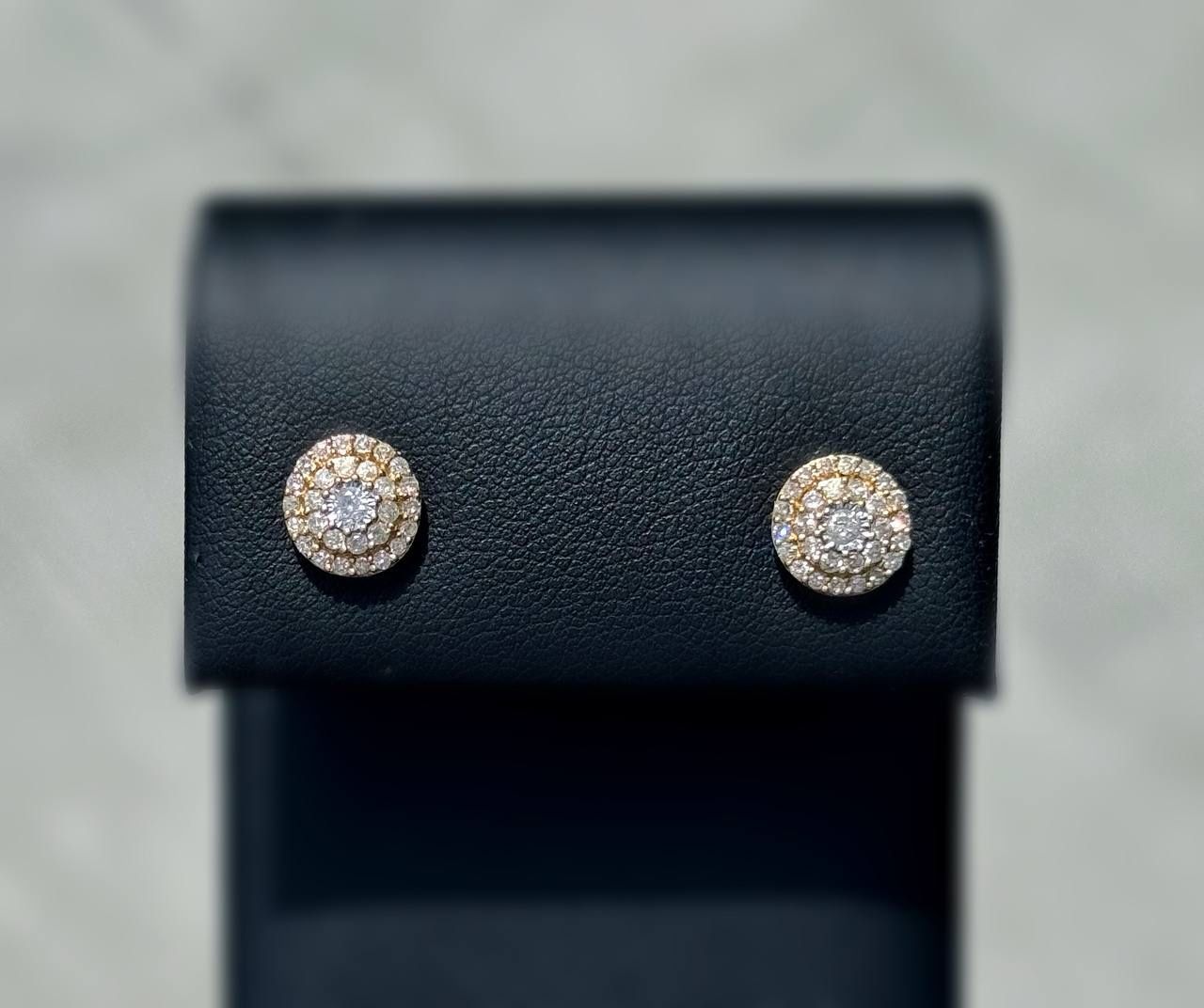 10k yellow gold stud white natural diamonds 1.00CTW flower earrings 1.80g
