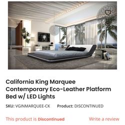 LA Furniture Leather LED Bed (CA KING)