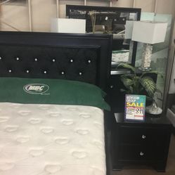 Queen Bed Frame , Nightstand, Mirror, Dresser On Sale $899.99