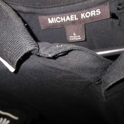Large Used Once Black Micheal Kors Designer Polo Tee Shirt
