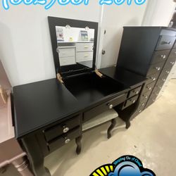 Black Vanity Medium Desk Stool Chair New 