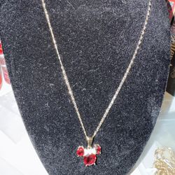 Gold Played Minnie And Mickey Necklace 